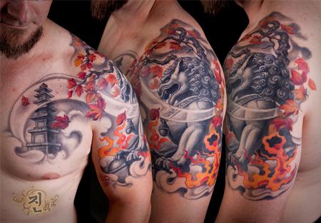 Tattoos - Foodog half sleeve Tattoo - 61312